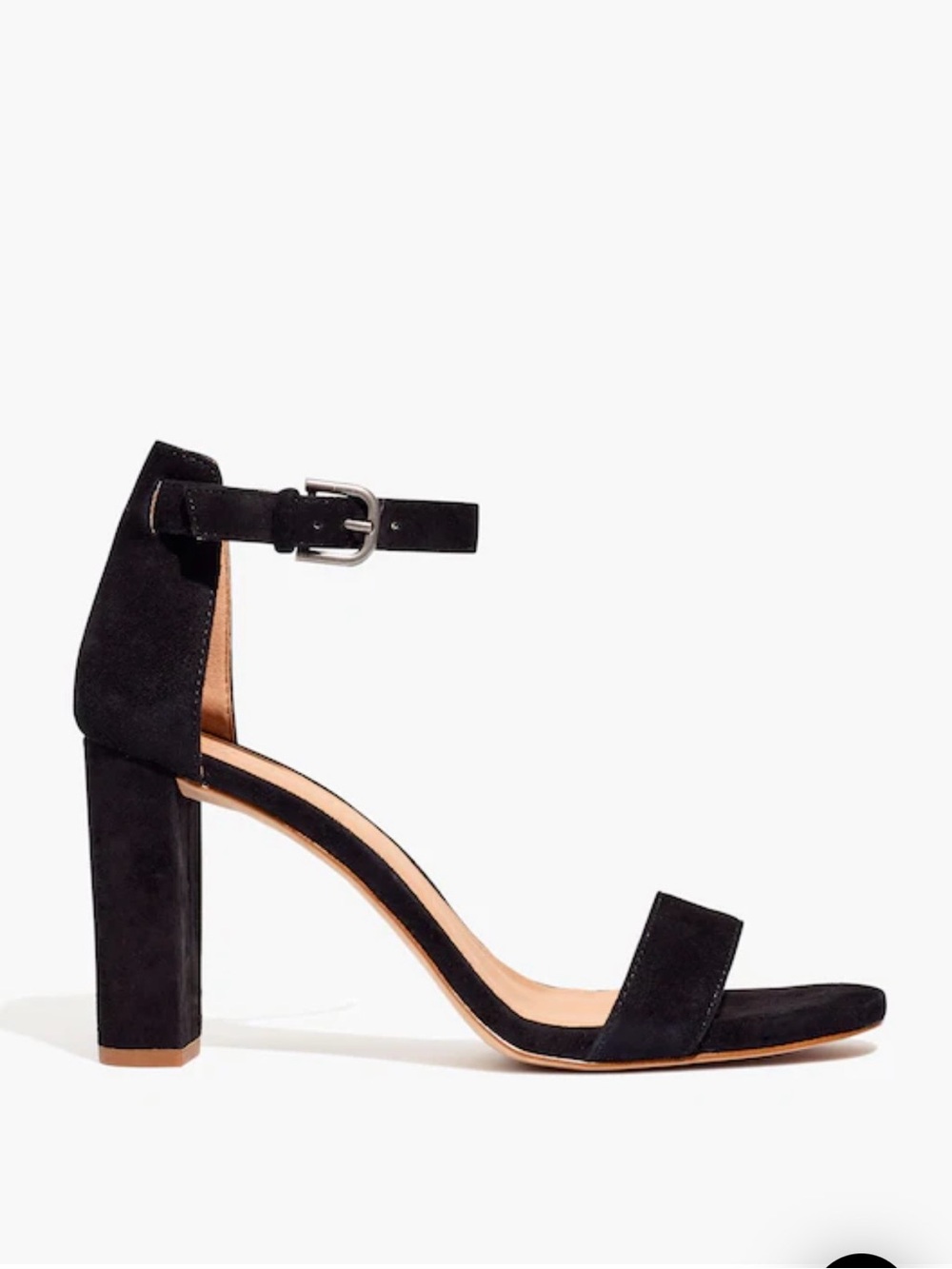 J. Crew Black Suede Ankle-Strap Block Heel Sandals